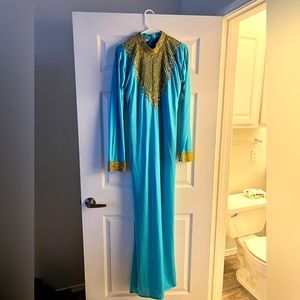 High Neck Sequin Detail Evening Dress